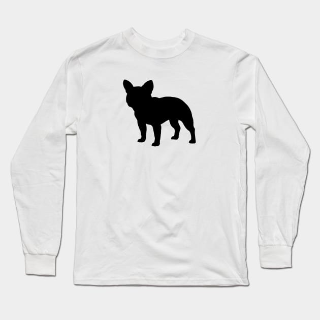 Black French Bulldog Silhouette Long Sleeve T-Shirt by Coffee Squirrel